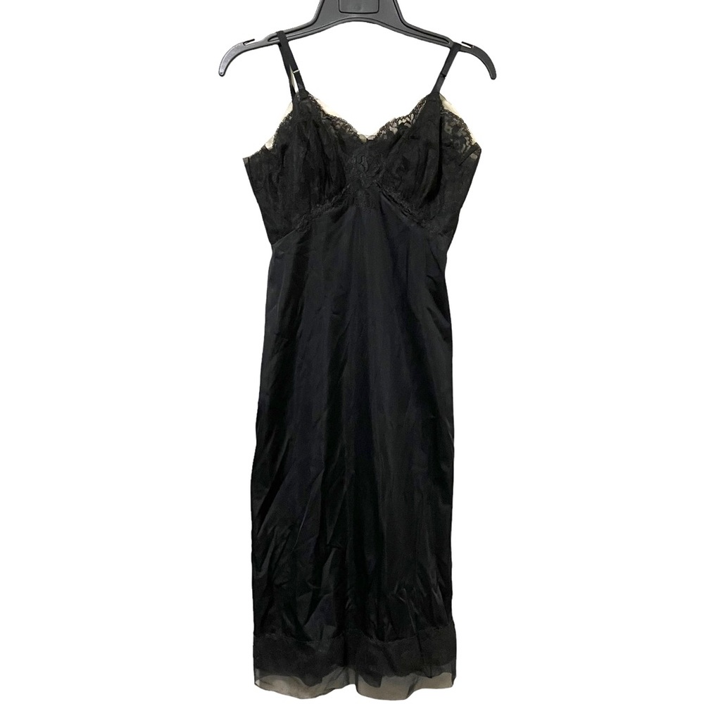 Vintage Vanity Fair Lace Trim Black Slip Nightie